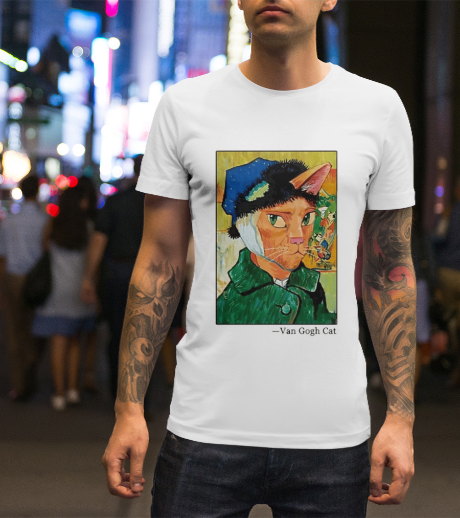Cat In Van Gogh Style With Bandaged Ear Iconic Painting T-Shirt
