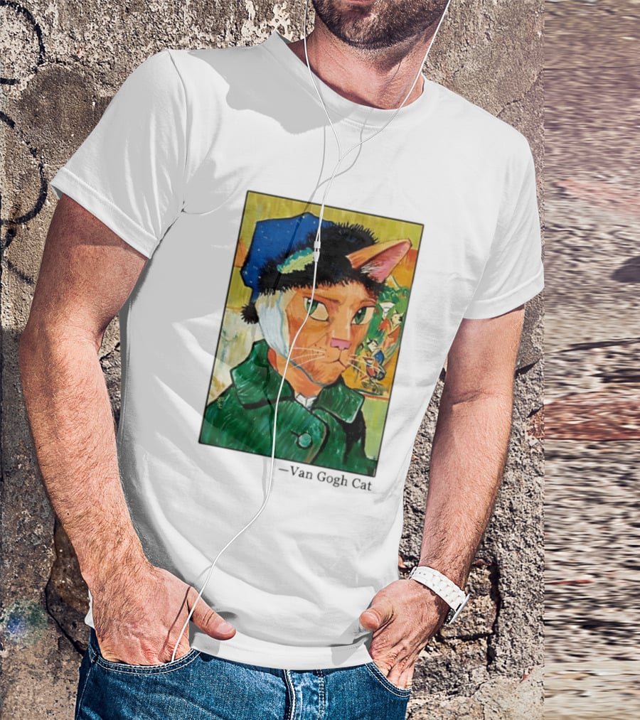 Cat In Van Gogh Style With Bandaged Ear Iconic Painting T-Shirt