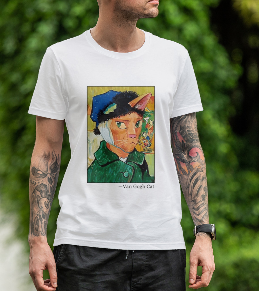 Cat In Van Gogh Style With Bandaged Ear Iconic Painting T-Shirt