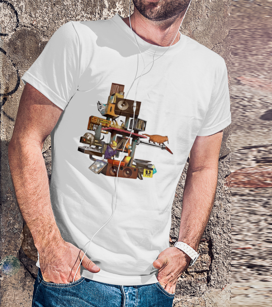 Cats Jamming With Crates And Music Gear T-Shirt