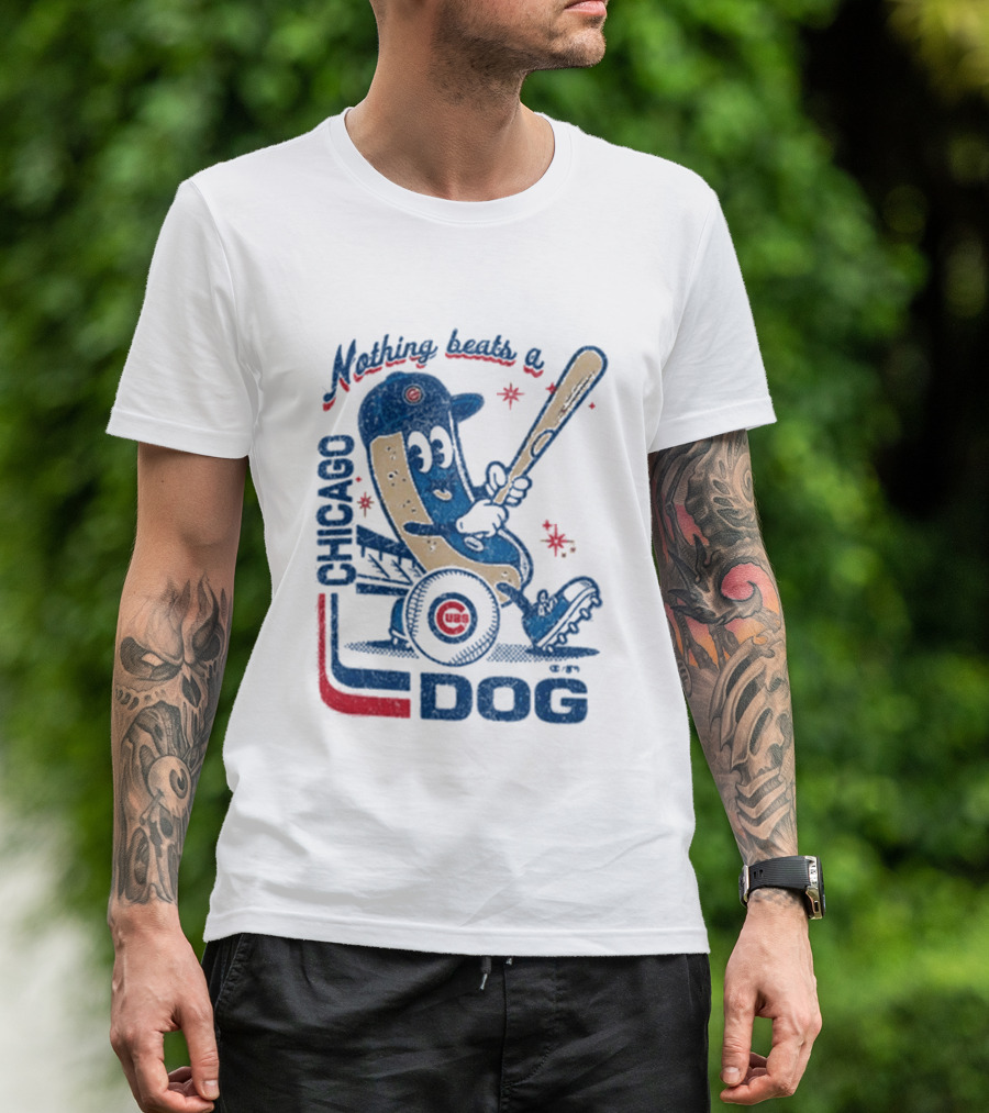 Chicago Cubs Hot Dog Nothing Beats A Chicago Dog T-Shirt
