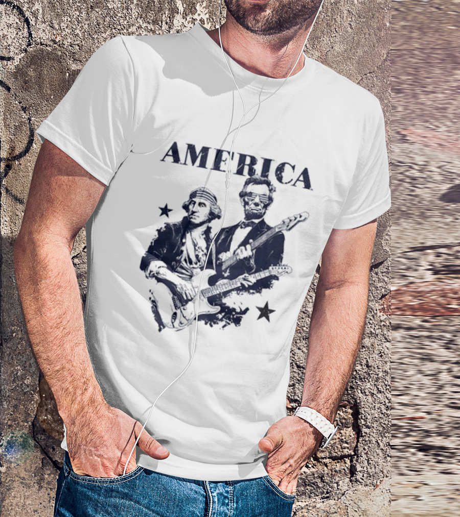 America George Washington Abraham Lincoln Presidential Rockstars 250 T-Shirt
