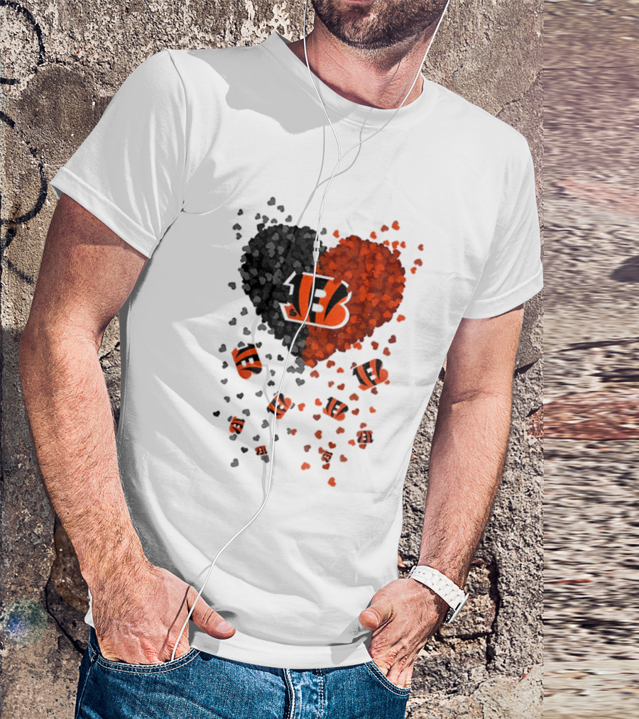 Cincinnati Bengals Heart 2026 Football Fan Love Collection T-Shirt