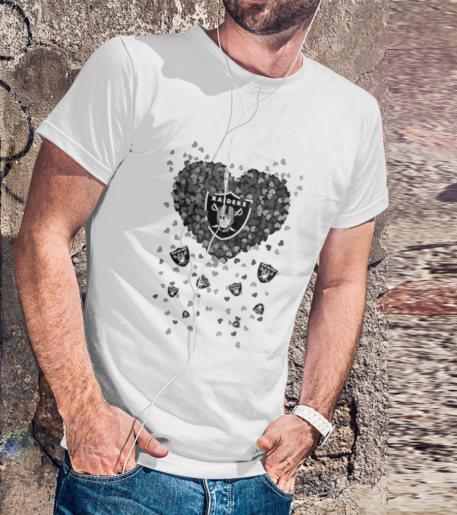 Heart Of Las Vegas Raiders Football 2026 Team Logo Emblem With Black And Silver Hearts T-Shirt