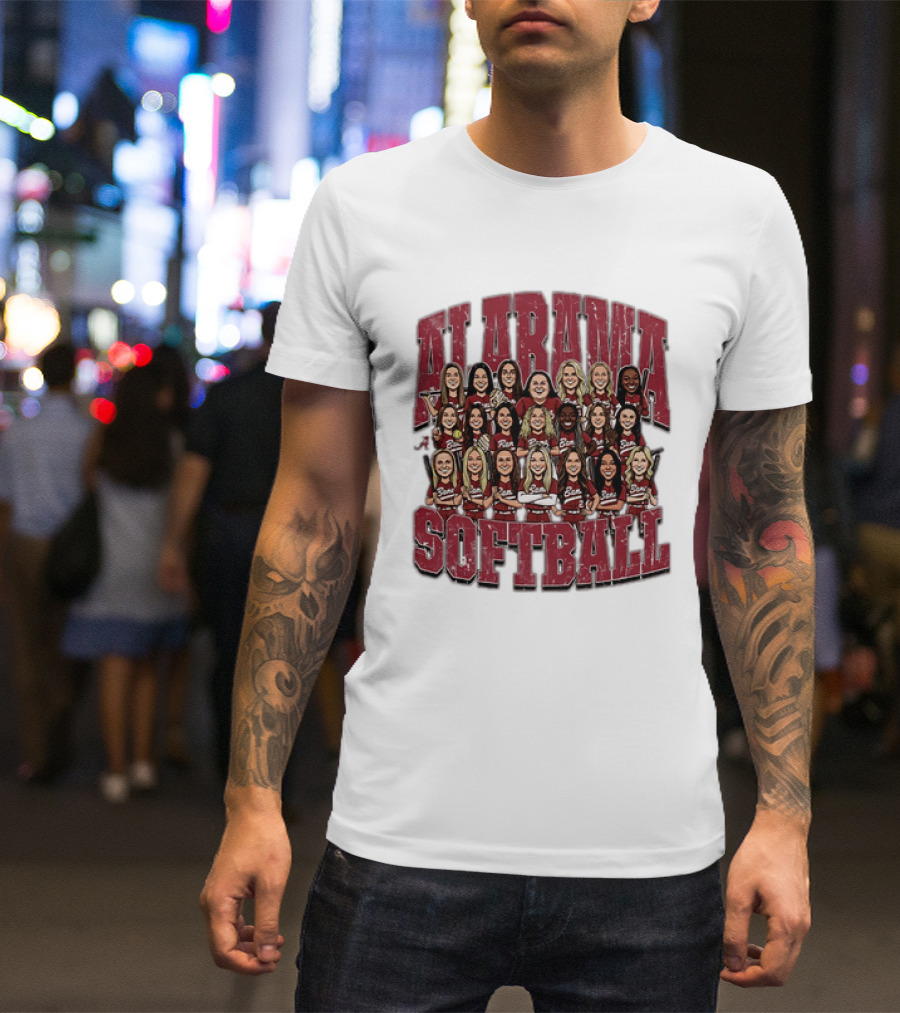 Crimson Tide Softball Alabama Team Caricature Players T-Shirt