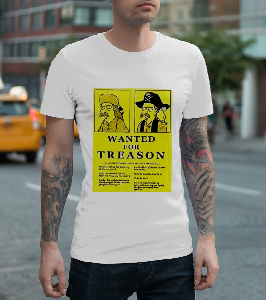 Wanted For Treason Kirk Van Houten Pirate And Russian Hat Cartoon Wanted T-Shirt
