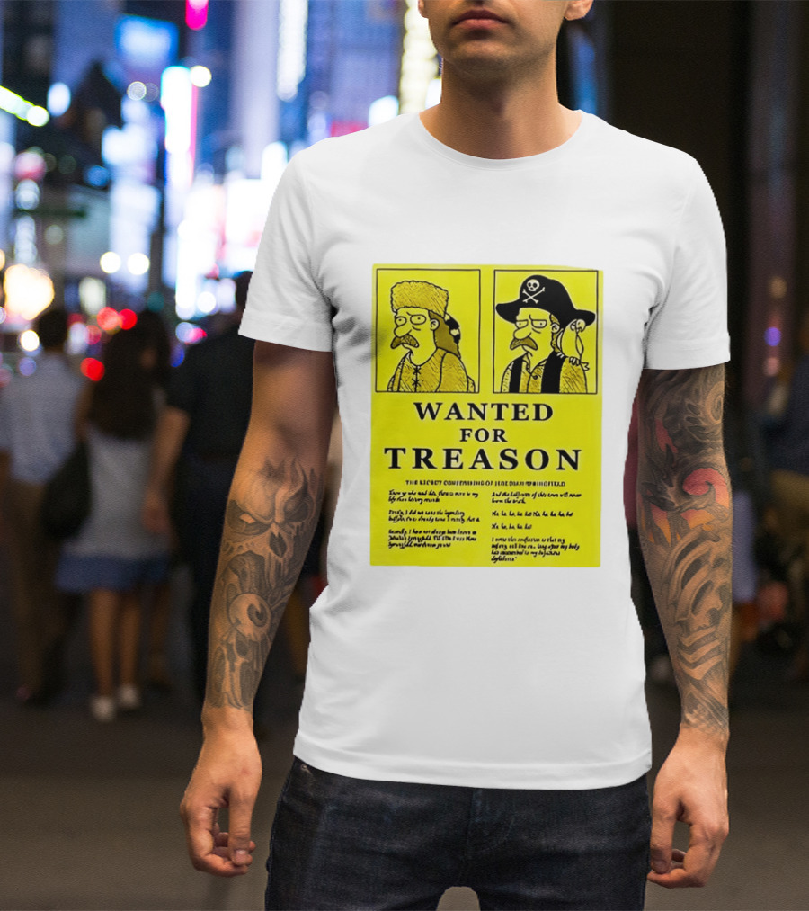 Wanted For Treason Kirk Van Houten Pirate And Russian Hat Cartoon Wanted T-Shirt