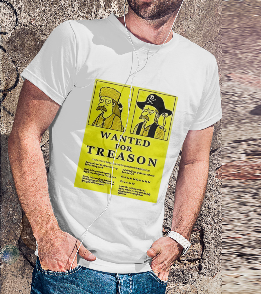 Wanted For Treason Kirk Van Houten Pirate And Russian Hat Cartoon Wanted T-Shirt