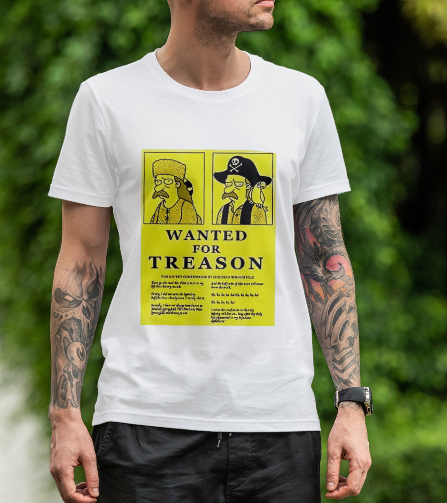 Wanted For Treason Kirk Van Houten Pirate And Russian Hat Cartoon Wanted T-Shirt