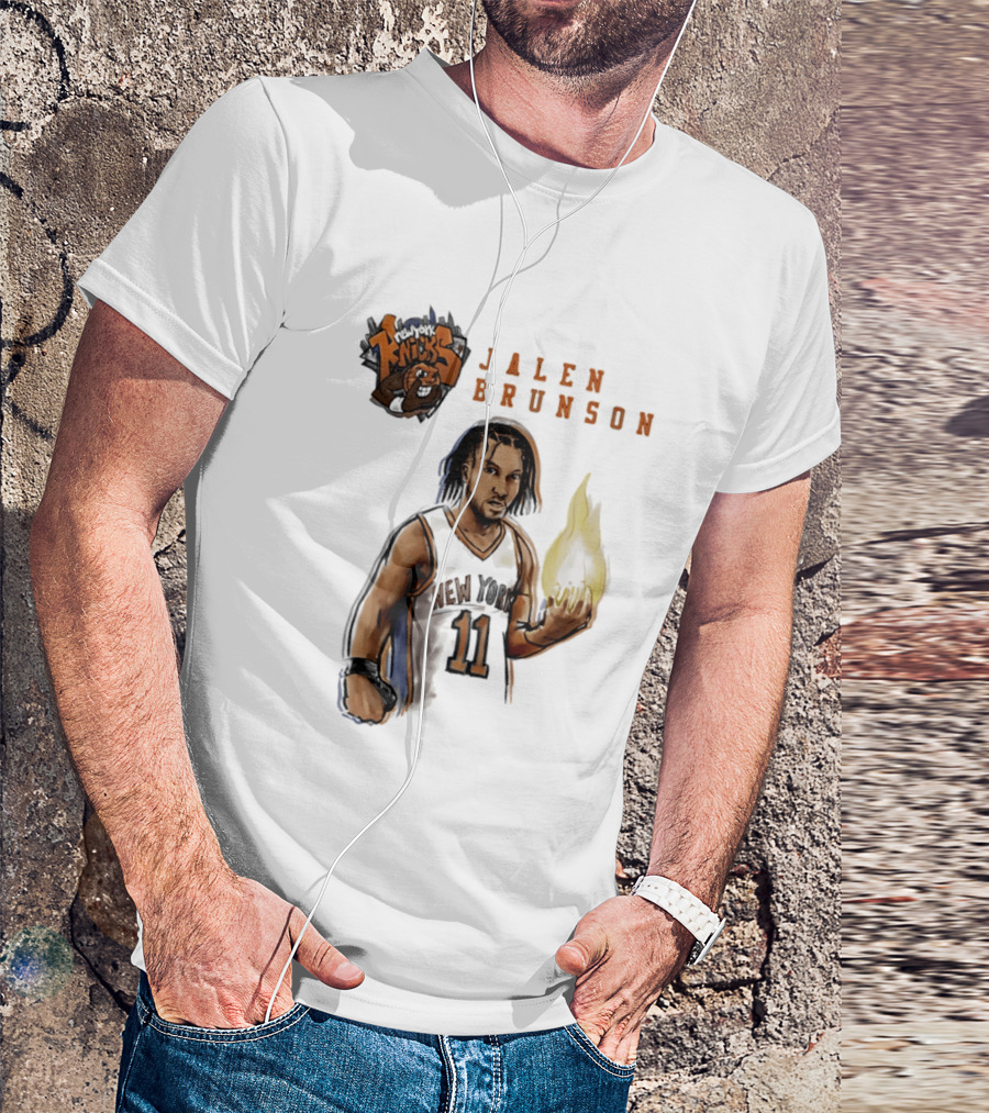 New York Knicks Jalen Brunson Flame 11 T-Shirt