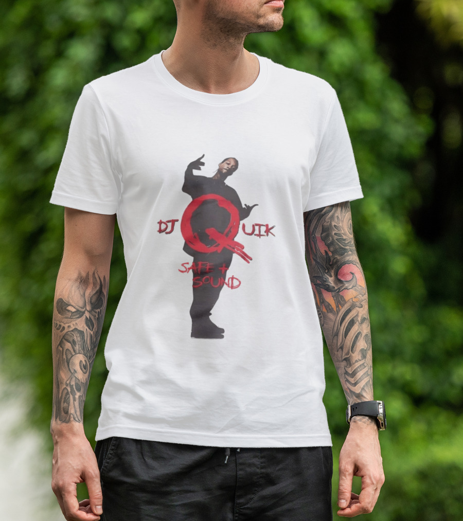 DJ Quik Safe Sound Album Cover Art Featuring Bold Red Lettering T-Shirt
