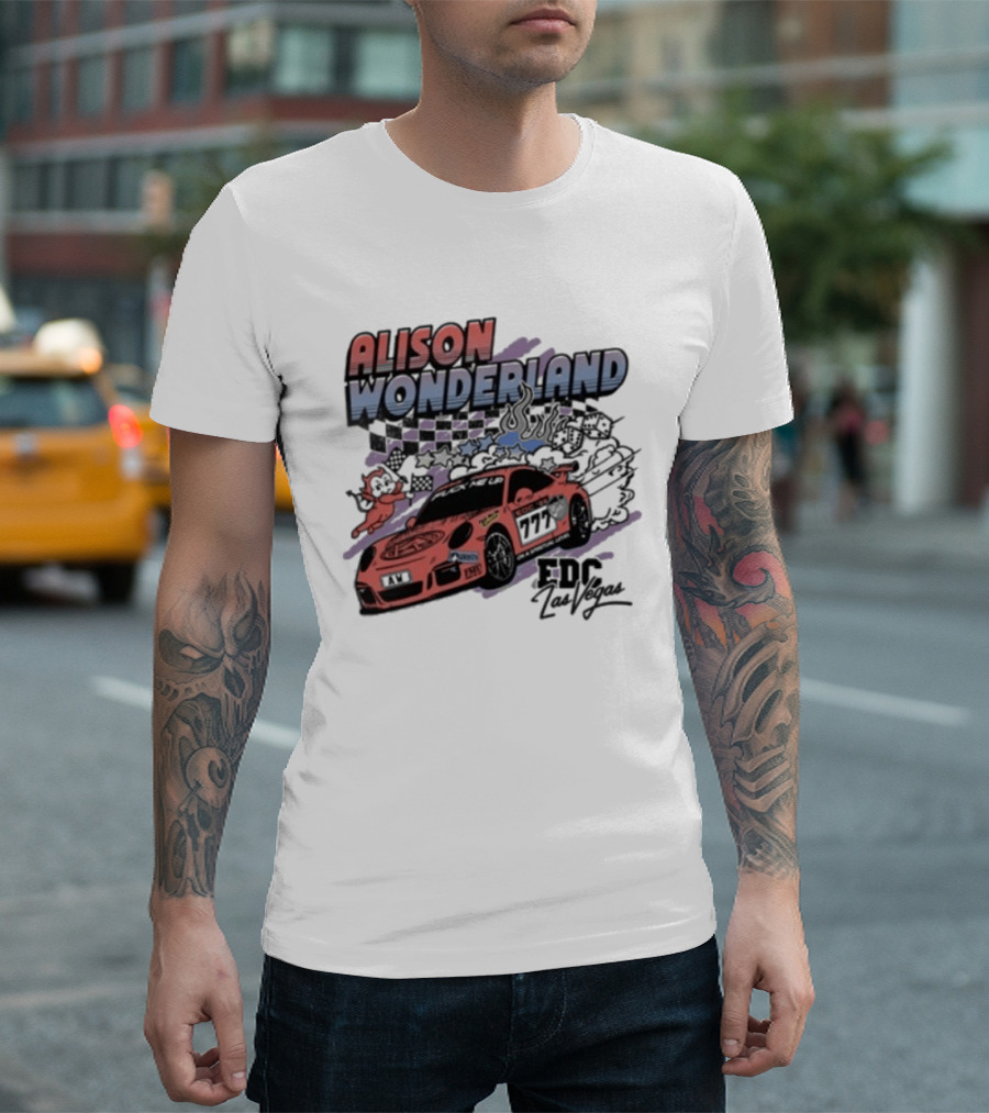 Alison Wonderland Racing 777 EDC Las Vegas Checkered Pink Car T-Shirt