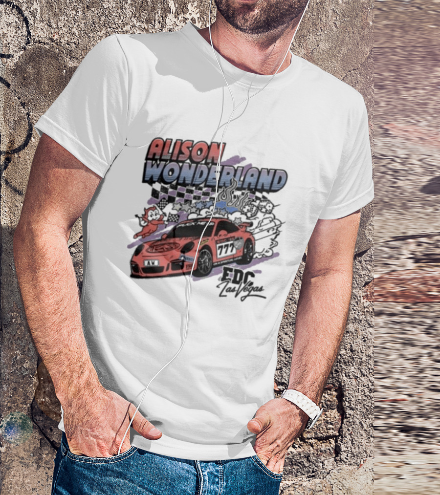 Alison Wonderland Racing 777 EDC Las Vegas Checkered Pink Car T-Shirt