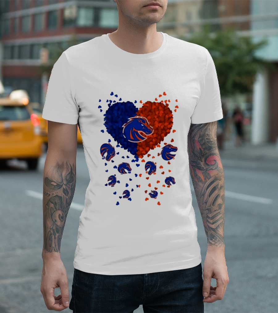 Heart Of Boise State Broncos Football 2026 Blue Orange Passion T-Shirt
