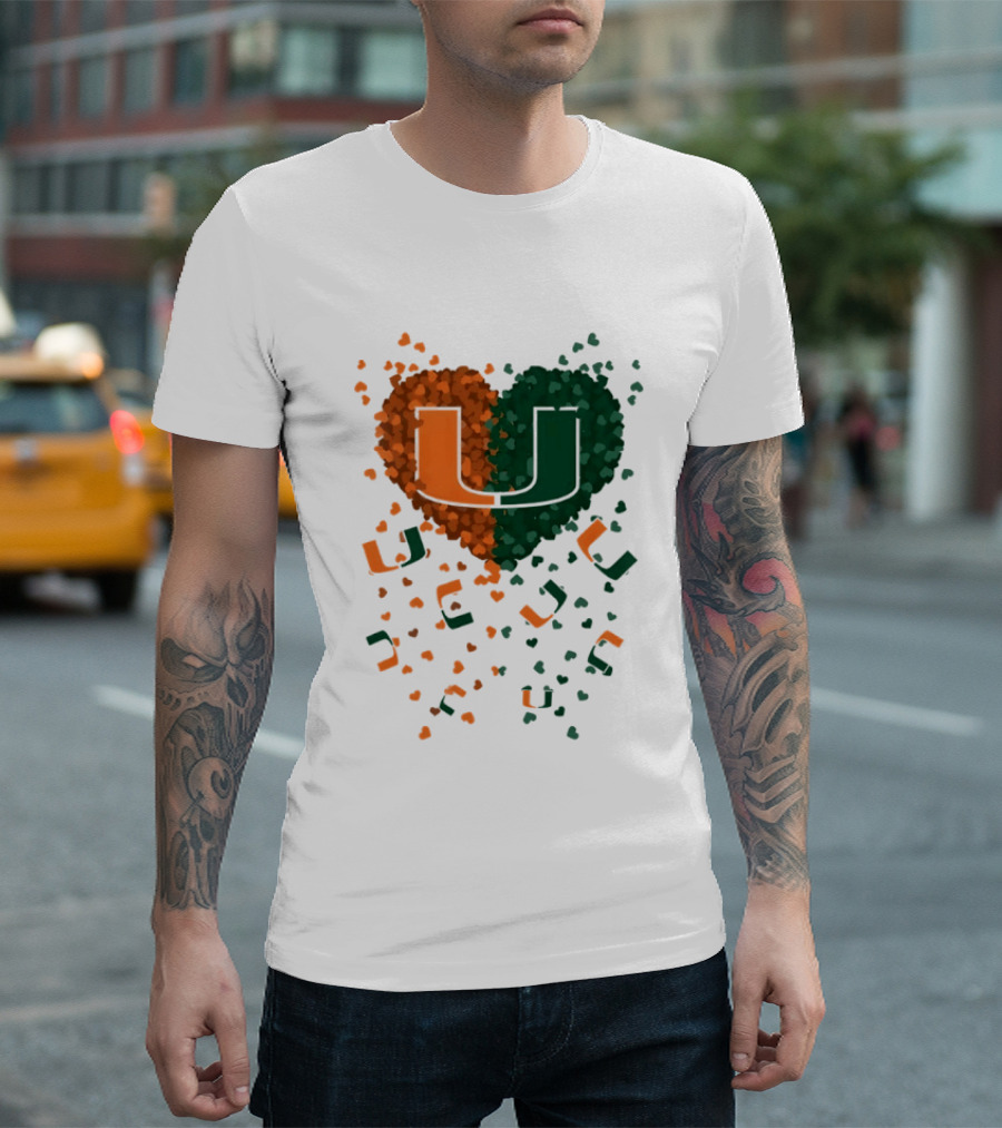 Heart Of Miami Hurricanes 2026 U Logo Football Celebration T-Shirt