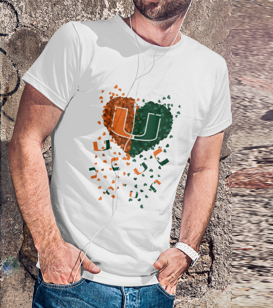 Heart Of Miami Hurricanes 2026 U Logo Football Celebration T-Shirt