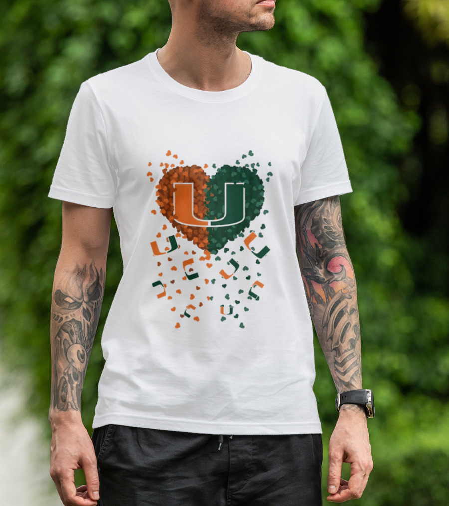 Heart Of Miami Hurricanes 2026 U Logo Football Celebration T-Shirt