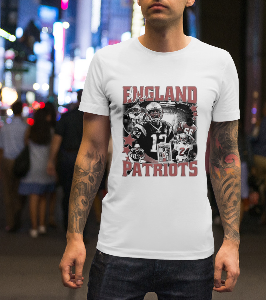 New England Patriots Vintage 90s Football Style Bootleg T-Shirt