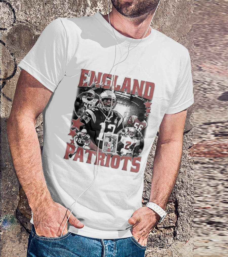 New England Patriots Vintage 90s Football Style Bootleg T-Shirt