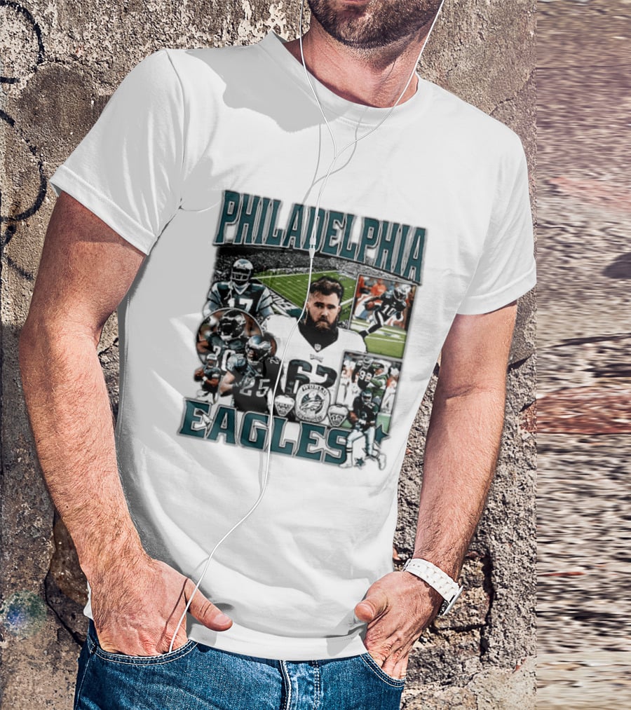 Philadelphia Eagles Football 90s Bootleg Players Collage T-Shirt