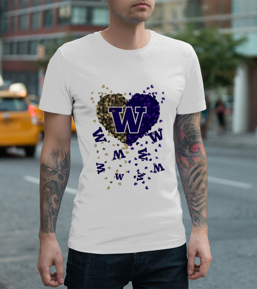W Washington Huskies Heart 2026 Football Celebration T-Shirt