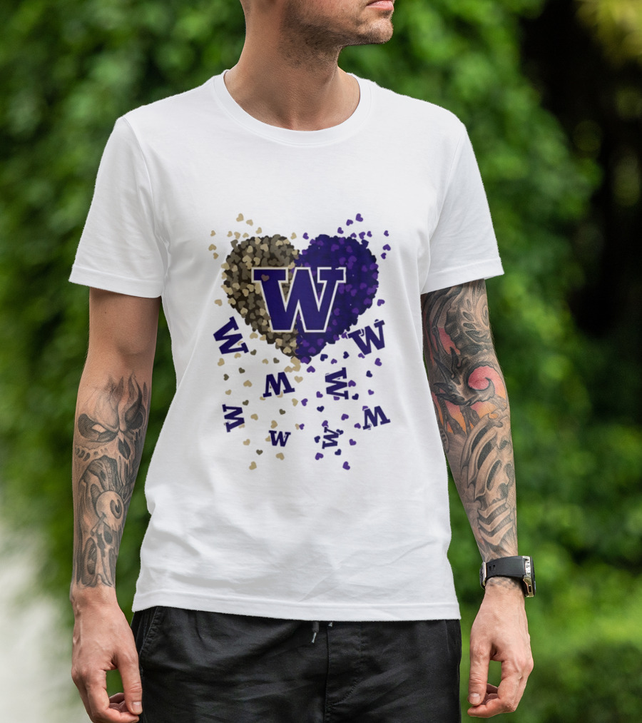 W Washington Huskies Heart 2026 Football Celebration T-Shirt