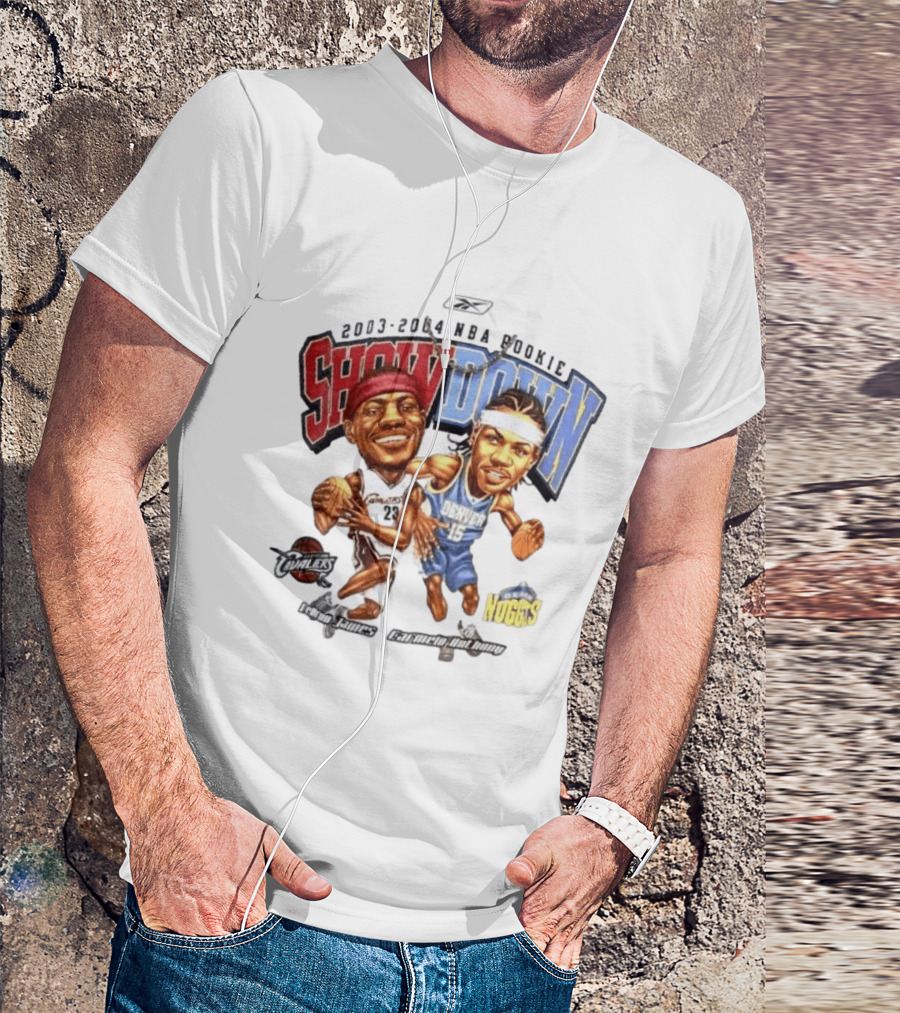 2003 2004 NBA Rookie Showdown LeBron James Carmelo Anthony Cavaliers Nuggets T-Shirt