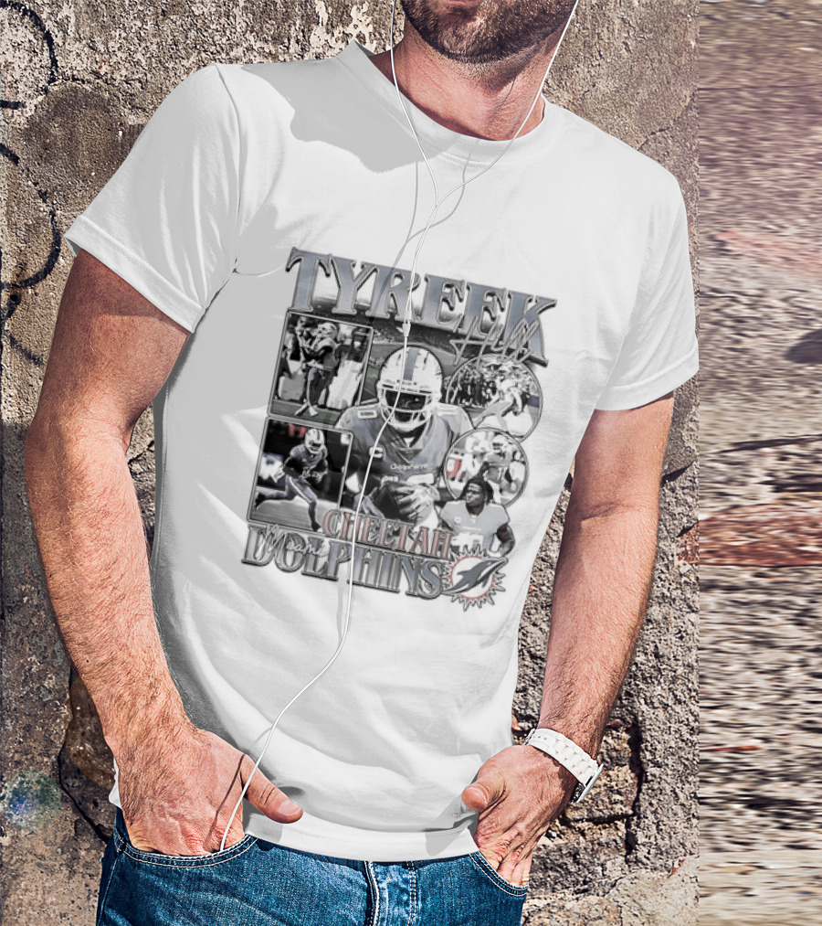 Tyreek Hill Cheetah Miami Dolphins Retro 90s Bootleg Football Player T-Shirt