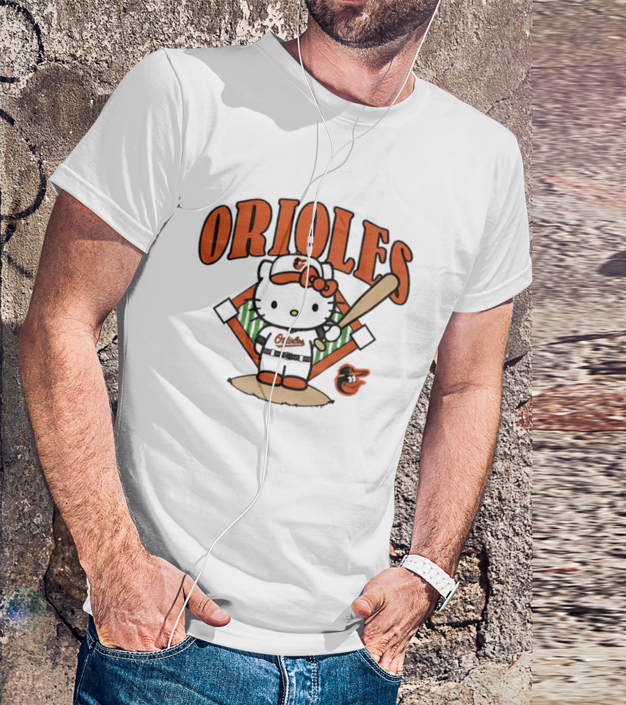 Baltimore Orioles Hello Kitty MLB Collaboration With Baseball T-Shirt