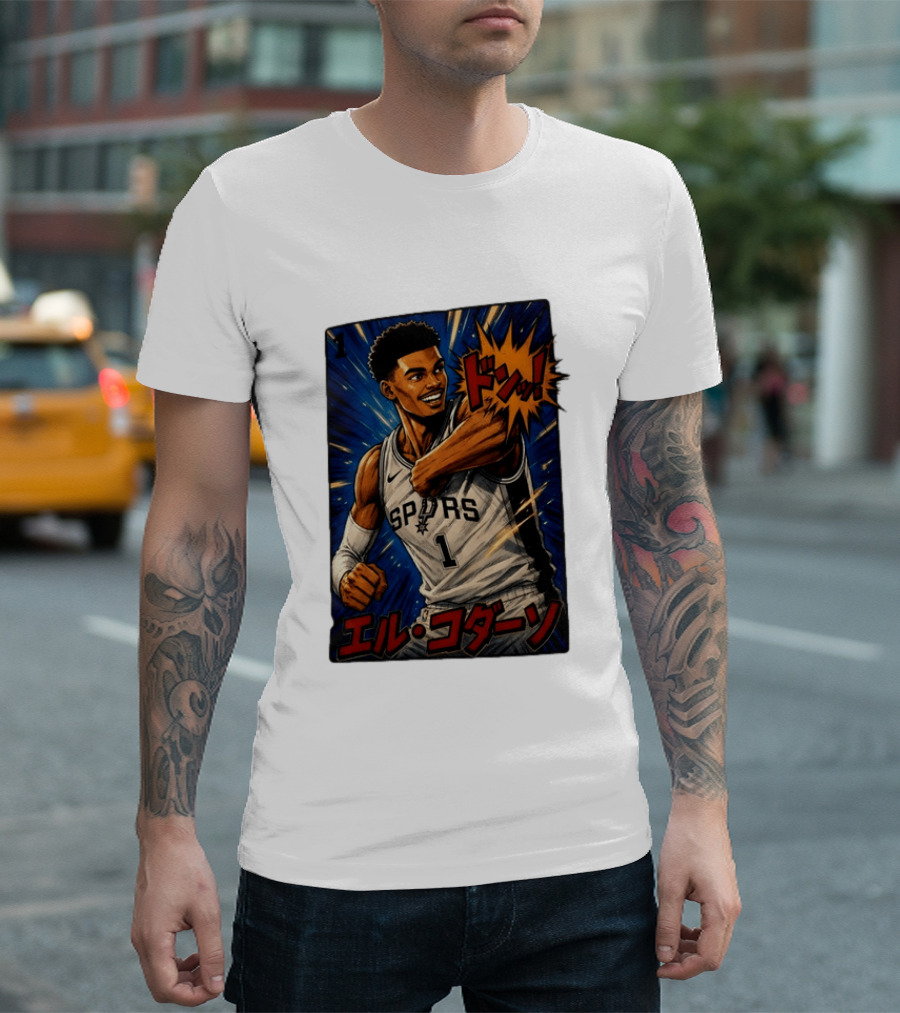 El Codazo Victor Wembanyama San Antonio Spurs Basketball Manga Style Japanese T-Shirt