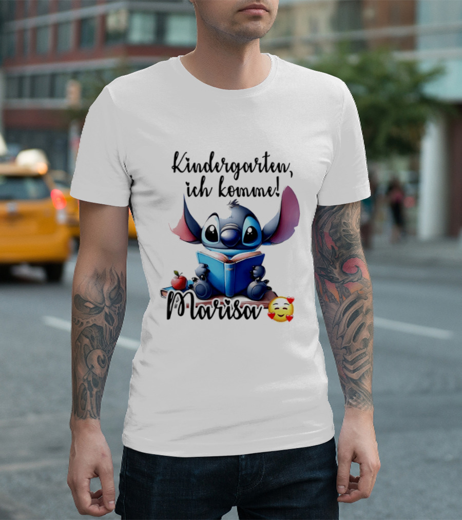 Kindergarten Ich Komme Marisa Blue Alien Book Reading T-Shirt