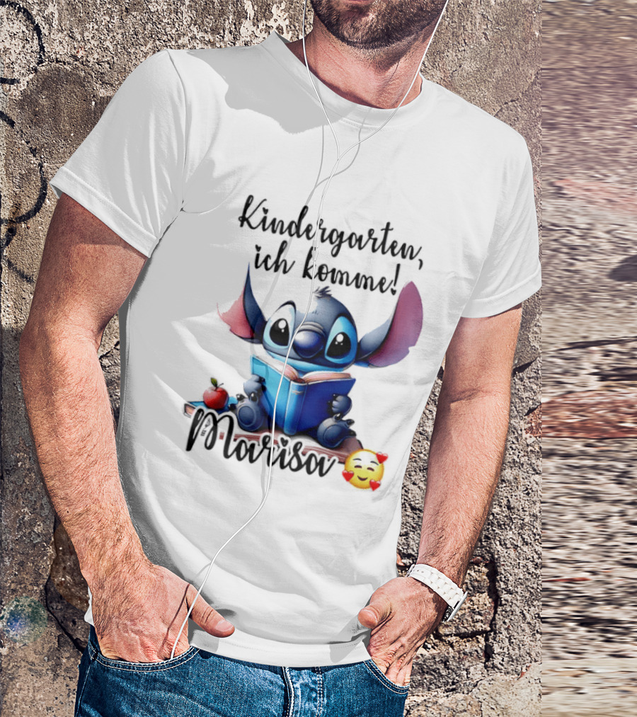 Kindergarten Ich Komme Marisa Blue Alien Book Reading T-Shirt