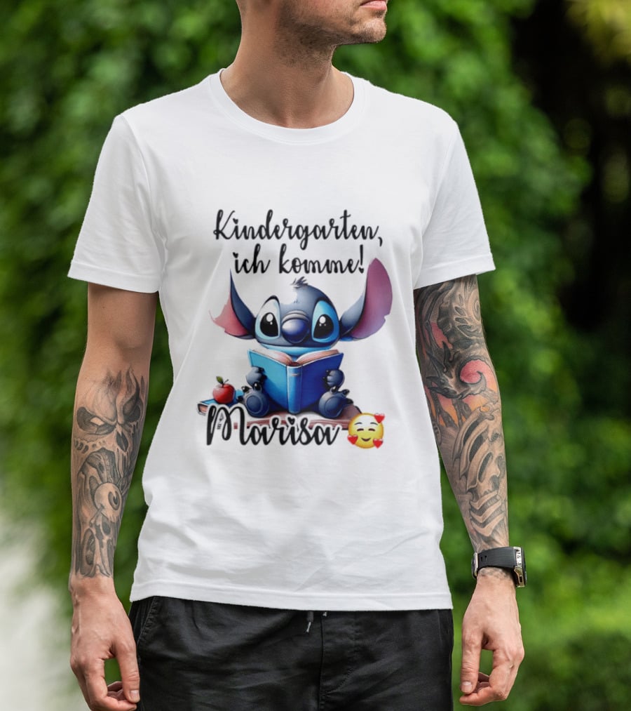 Kindergarten Ich Komme Marisa Blue Alien Book Reading T-Shirt