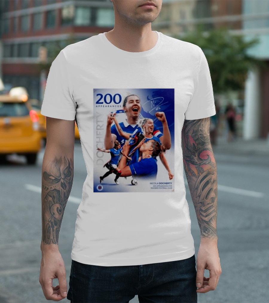 Nicola Docherty 200 Appearances Rangers Football Club Celebration T-Shirt