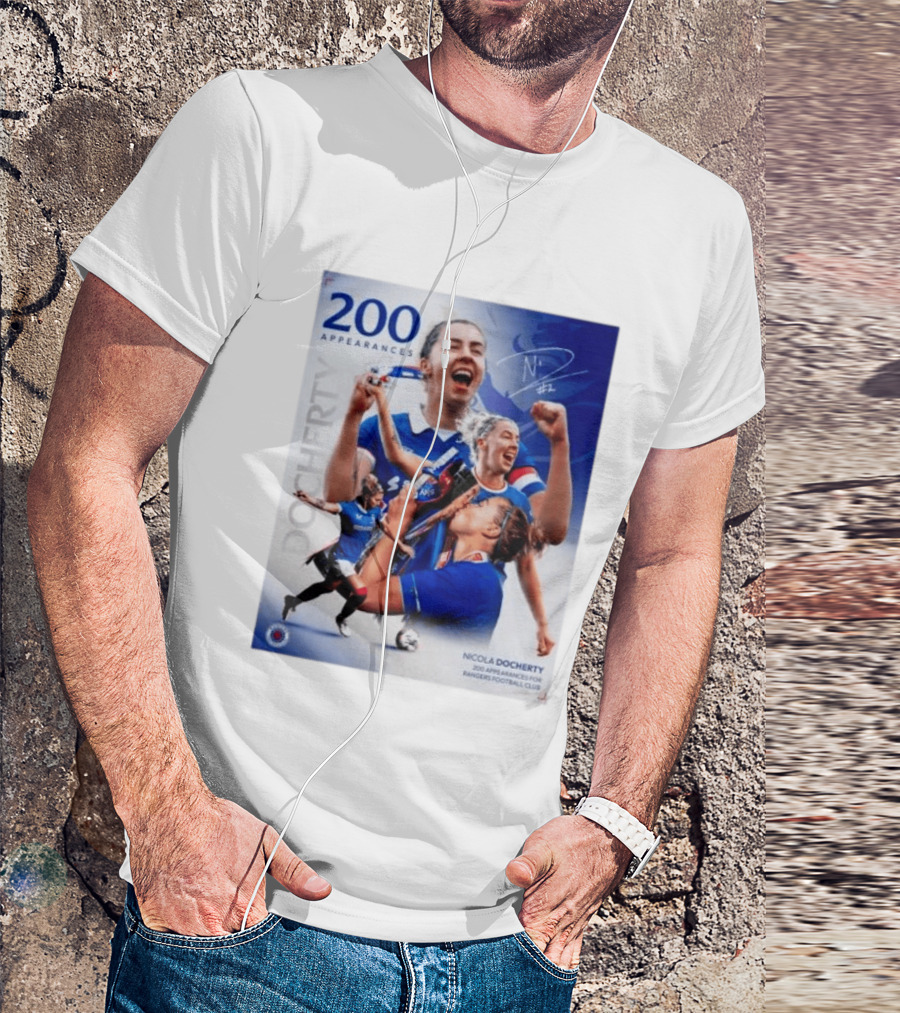 Nicola Docherty 200 Appearances Rangers Football Club Celebration T-Shirt
