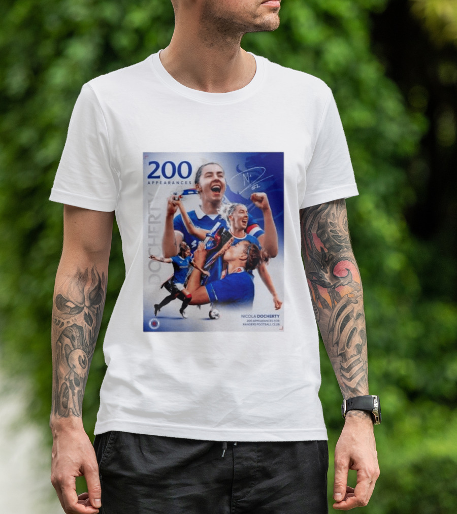 Nicola Docherty 200 Appearances Rangers Football Club Celebration T-Shirt