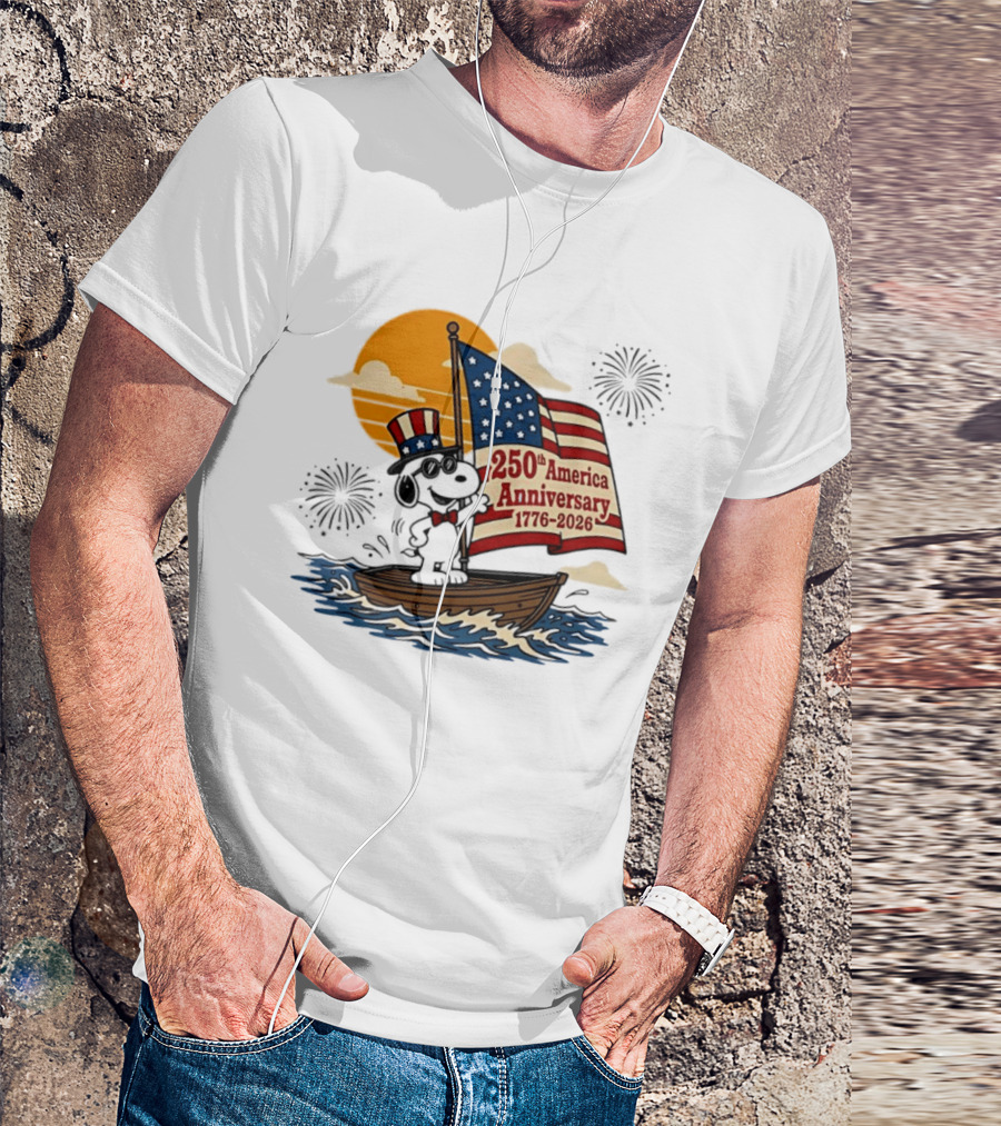 Snoopy 250th America Anniversary 1776 2026 Sailboat Celebration T-Shirt