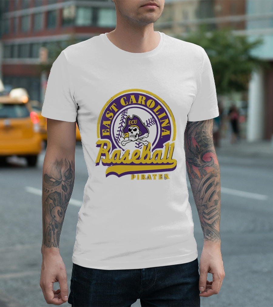 East Carolina Pirates ECU Baseball Skull T-Shirt