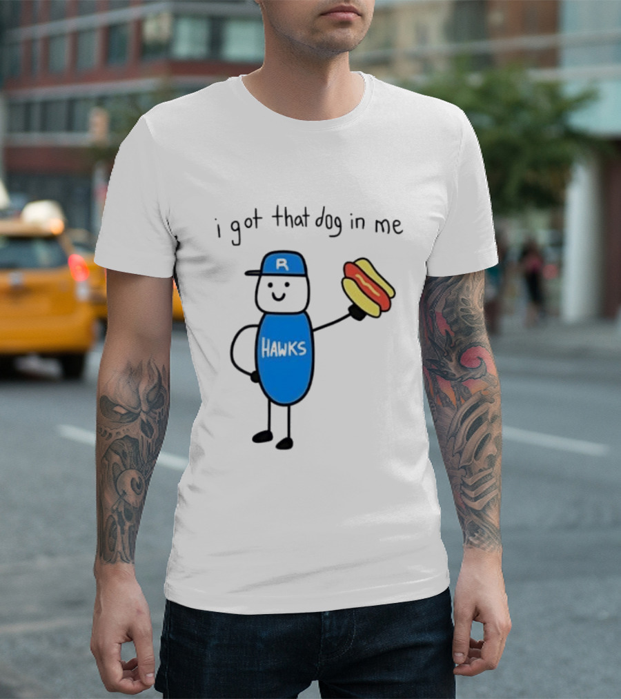 Edmonton Riverhawks I Got That Dog In Me Hot Dog Baseball Stick Figure T-Shirt