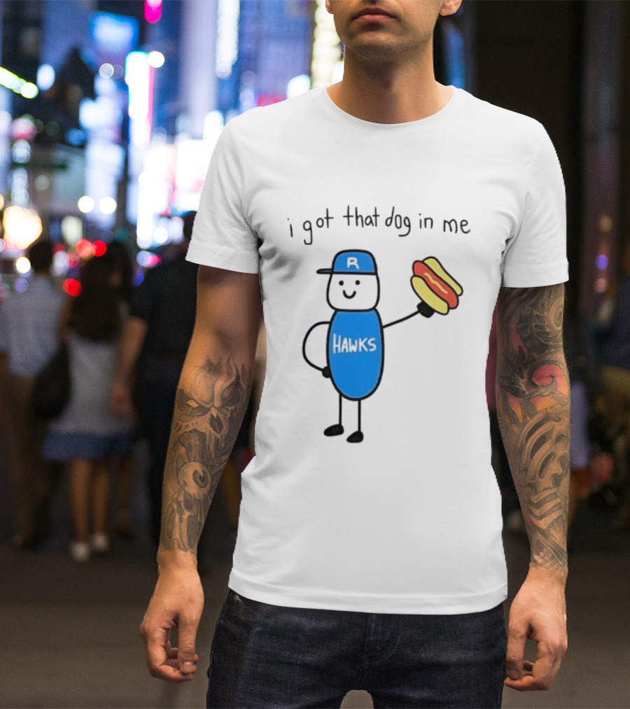 Edmonton Riverhawks I Got That Dog In Me Hot Dog Baseball Stick Figure T-Shirt