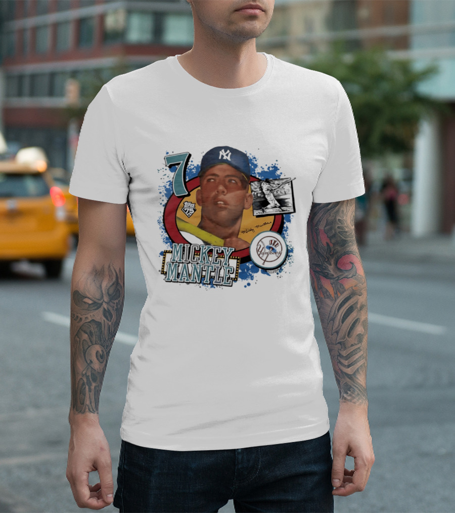 Mickey Mantle 7 Yankees Baseball T-Shirt