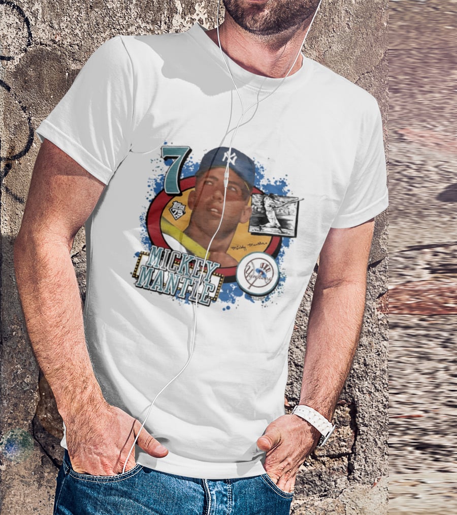 Mickey Mantle 7 Yankees Baseball T-Shirt