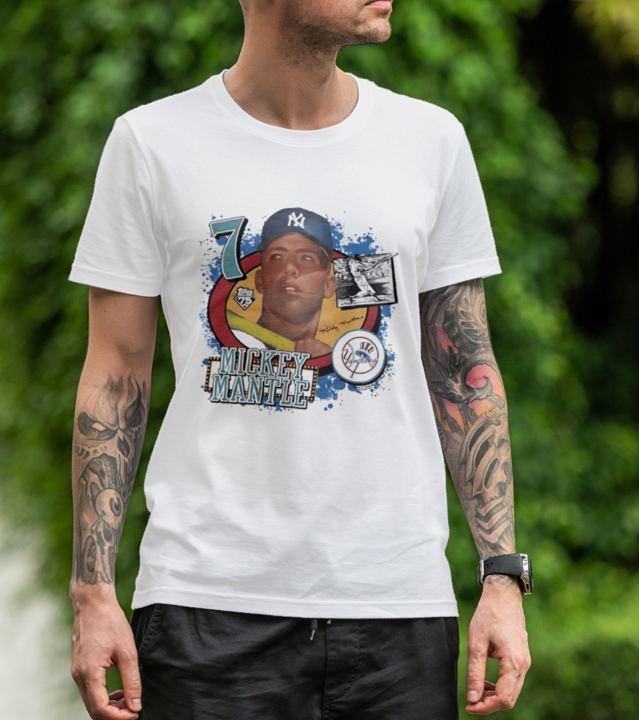 Mickey Mantle 7 Yankees Baseball T-Shirt
