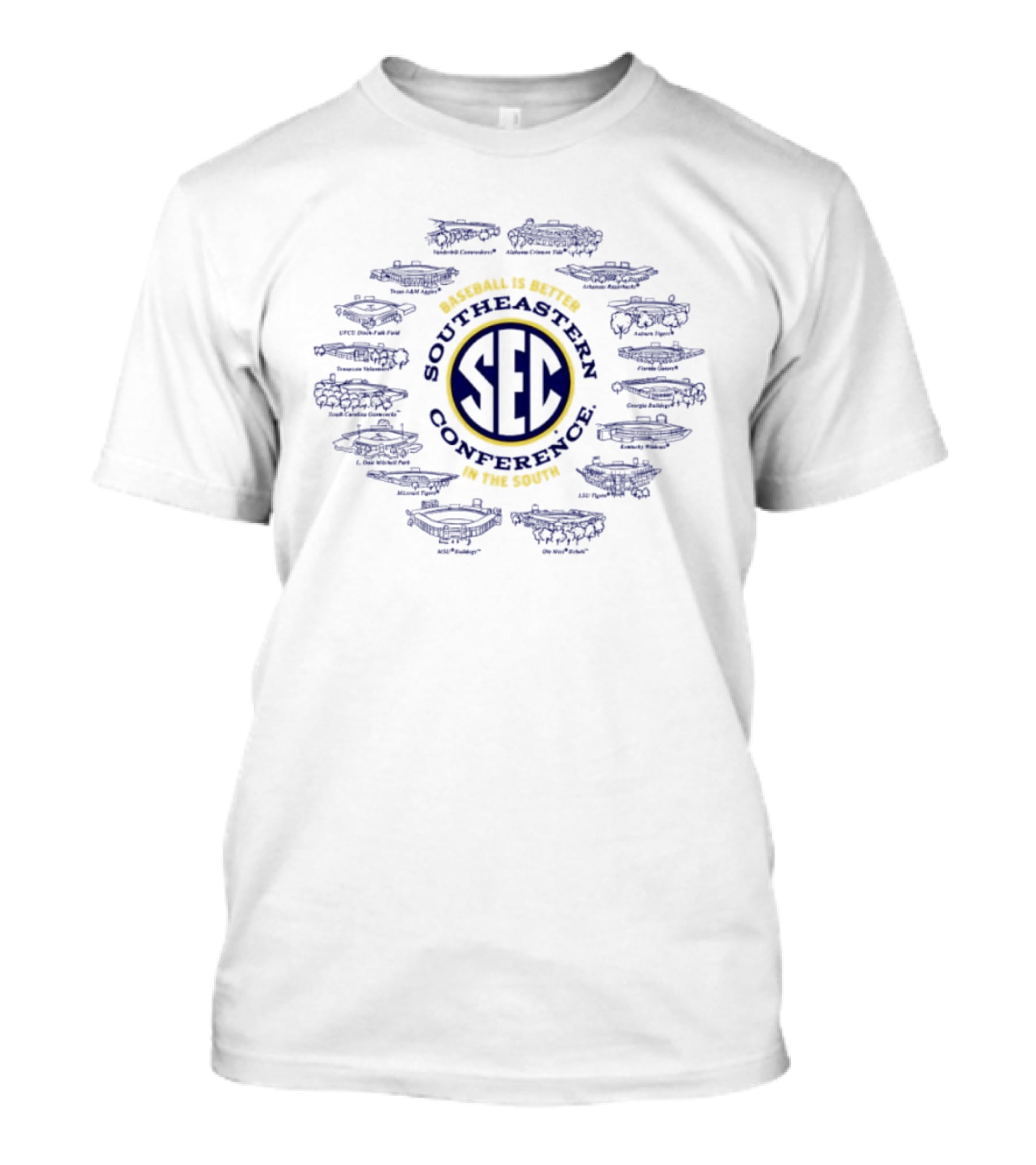 Southeastern Conference Baseball Stadiums MSU SEC Member Universities T-Shirt