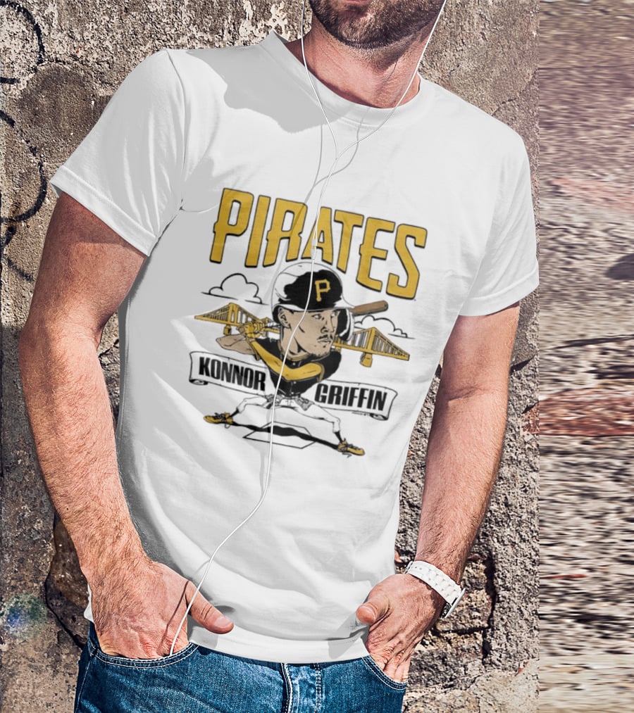 Pittsburgh Pirates Konnor Griffin Caricature Swing With Bridges T-Shirt