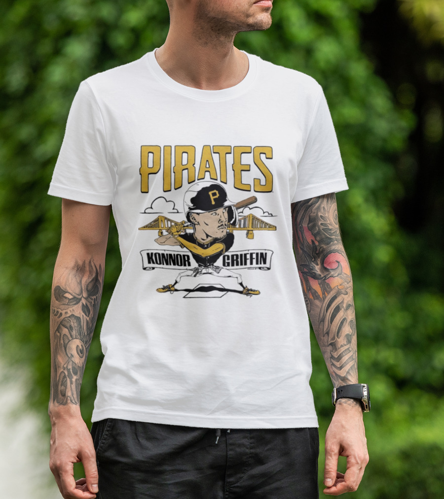 Pittsburgh Pirates Konnor Griffin Caricature Swing With Bridges T-Shirt
