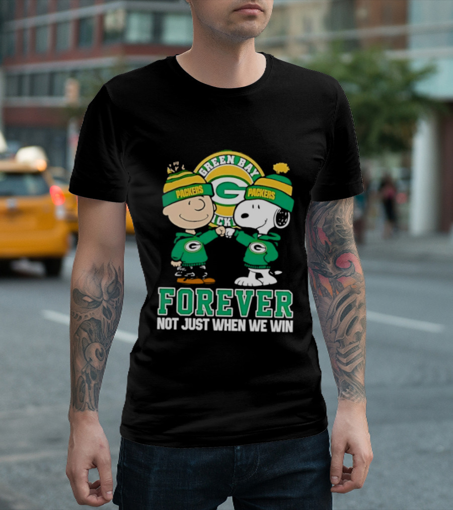 Peanuts Charlie Brown Snoopy Green Bay Packers Forever Not Just When We Win T-Shirt