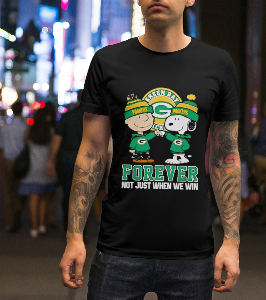 Peanuts Charlie Brown Snoopy Green Bay Packers Forever Not Just When We Win T-Shirt
