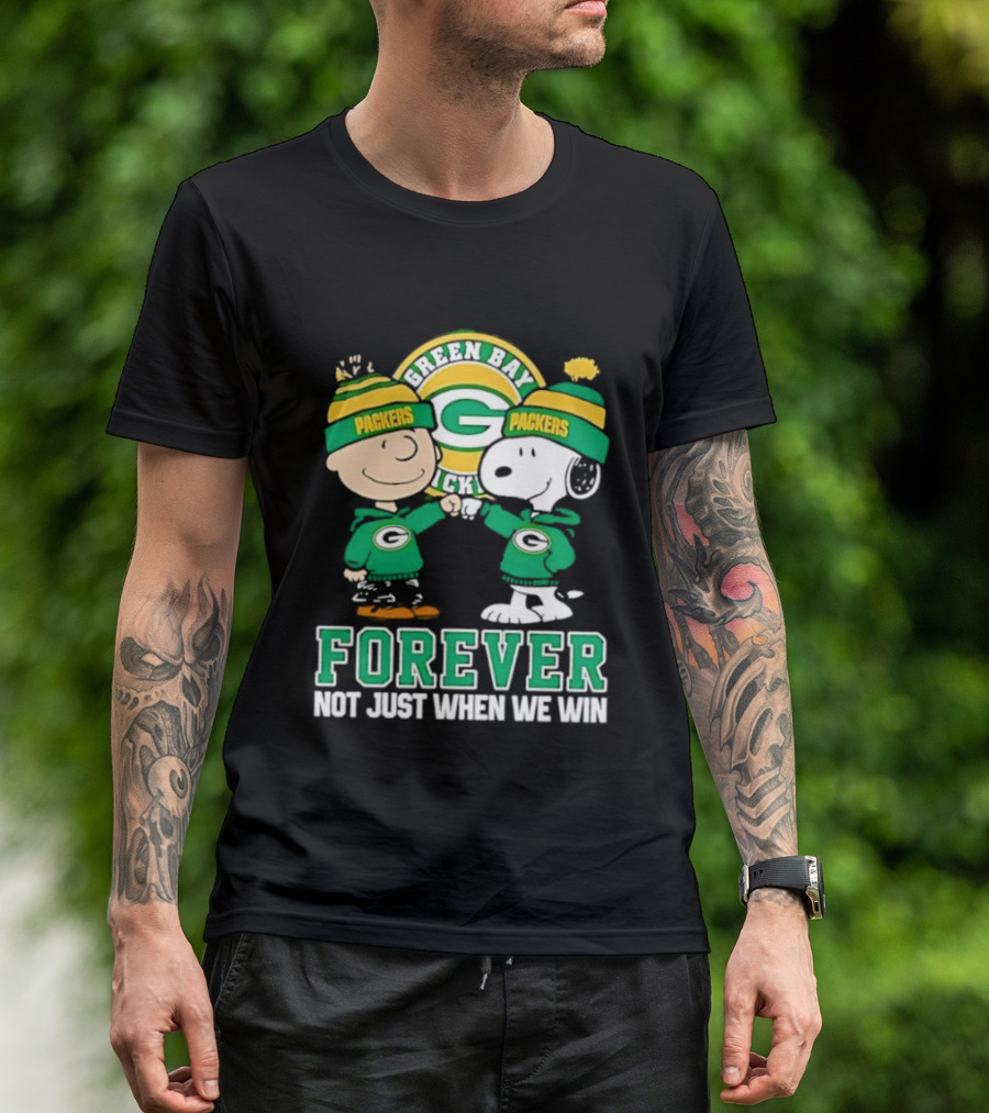 Peanuts Charlie Brown Snoopy Green Bay Packers Forever Not Just When We Win T-Shirt