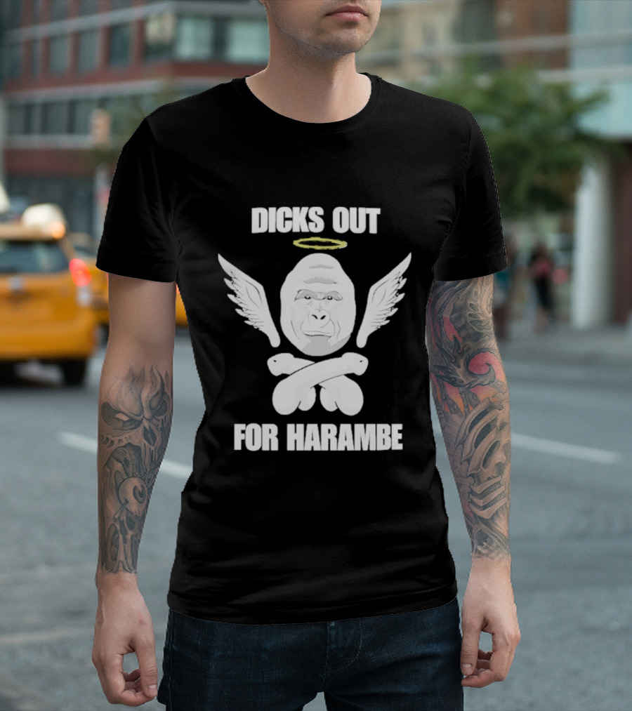 Gorilla With Wings Halo Dicks Out For Harambe T-Shirt